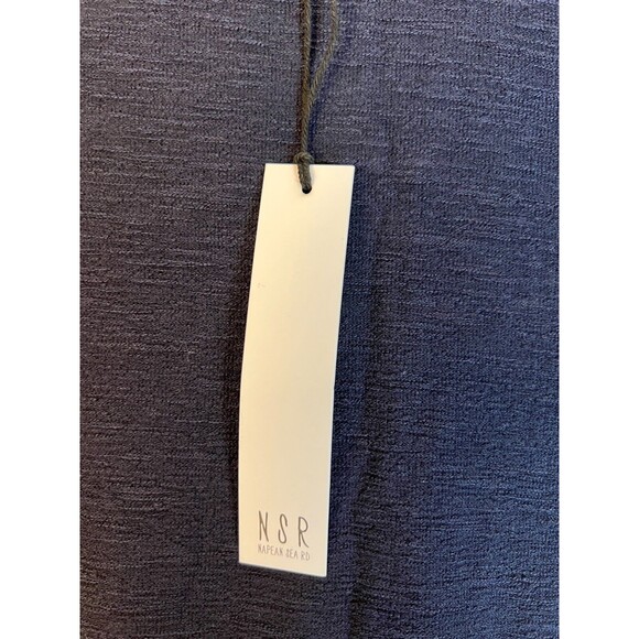 NSR Puff Sleeve Midi Dress Navy Blue Womens S Short Sleeve Cotton Blend NWT - Picture 5 of 7